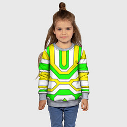 Свитшот детский Зелёные и жёлтые техно линии, цвет: 3D-меланж — фото 2