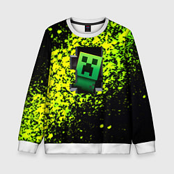 Свитшот детский Minecraft зелёные краски, цвет: 3D-белый