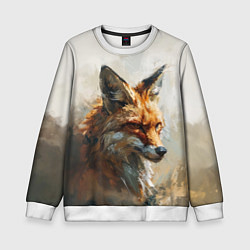 Свитшот детский Сосредоточенный лис, цвет: 3D-белый