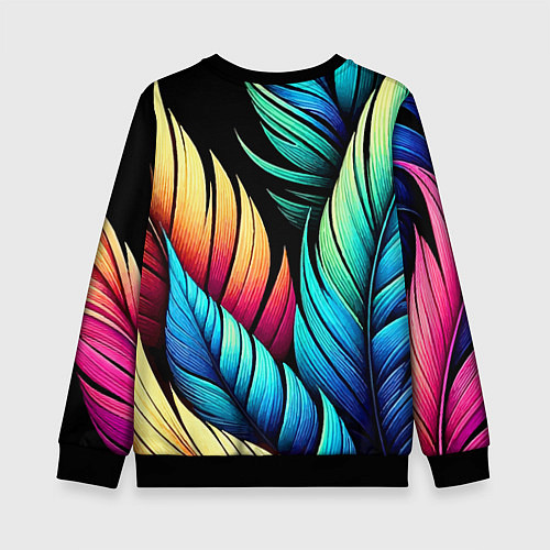 Детский свитшот Color feathers - neon / 3D-Черный – фото 2