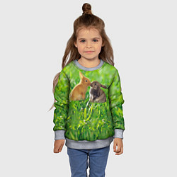 Свитшот детский Кролики в траве, цвет: 3D-меланж — фото 2