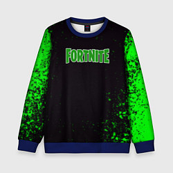 Свитшот детский Fortnite зеленый краски лого, цвет: 3D-синий