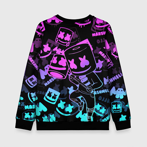 Детский свитшот Marshmello neon pattern / 3D-Черный – фото 2