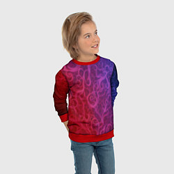 Свитшот детский Вихревые узоры на градиенте, цвет: 3D-красный — фото 2