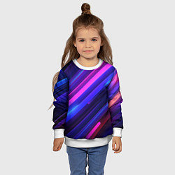 Свитшот детский Неоновые яркие абстрактные полосы, цвет: 3D-белый — фото 2