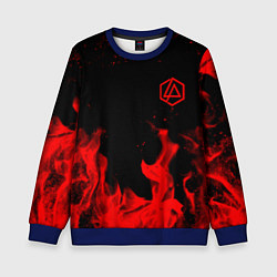 Свитшот детский Linkin Park красный огонь лого, цвет: 3D-синий