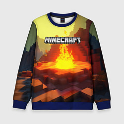 Свитшот детский Minecraft костер и лого, цвет: 3D-синий