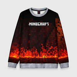 Свитшот детский Minecraft fire logo, цвет: 3D-меланж