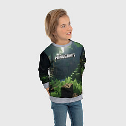 Свитшот детский Minecraft logo world, цвет: 3D-меланж — фото 2