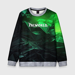 Свитшот детский Palworld logo green abstract, цвет: 3D-меланж