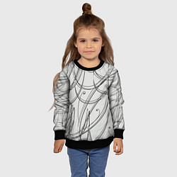 Свитшот детский Монохромные завитки, цвет: 3D-черный — фото 2