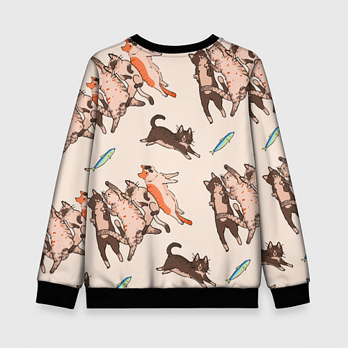 Детский свитшот Коты и рыба / 3D-Черный – фото 2