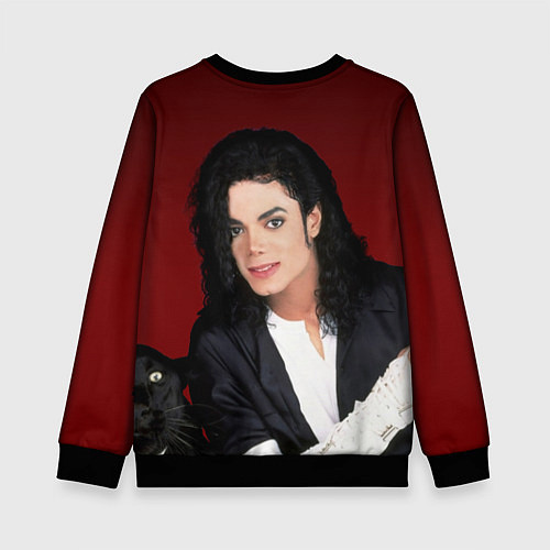 Детский свитшот Michael Jackson с пантерой и автографом / 3D-Черный – фото 2