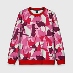 Свитшот детский Розовый кошачий камуфляж, цвет: 3D-красный