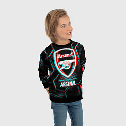 Свитшот детский Arsenal FC в стиле glitch на темном фоне, цвет: 3D-черный — фото 2