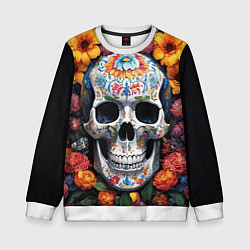 Свитшот детский Bright colors and a skull, цвет: 3D-белый