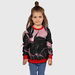 Свитшот детский Черно-розовый мрамор, цвет: 3D-красный — фото 2