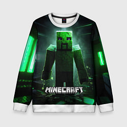 Свитшот детский Minecraft зеленый злой персонаж, цвет: 3D-белый