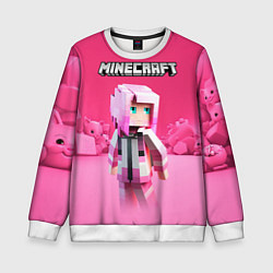 Свитшот детский Minecraft персонаж розовый фон, цвет: 3D-белый