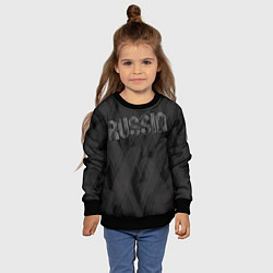 Свитшот детский Russia темно серая надпись, цвет: 3D-черный — фото 2