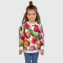 Свитшот детский Паттерн с тюльпанами, цвет: 3D-белый — фото 2