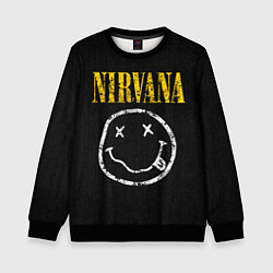 Свитшот детский Джинсовка с nirvana, цвет: 3D-черный