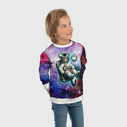 Свитшот детский Brave cat in space - ai art, цвет: 3D-белый — фото 2