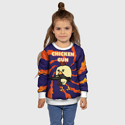 Свитшот детский Чикен ган огонь, цвет: 3D-белый — фото 2