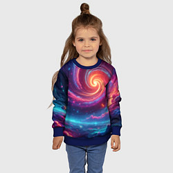 Свитшот детский Яркая неоновая галактика - нейросеть, цвет: 3D-синий — фото 2