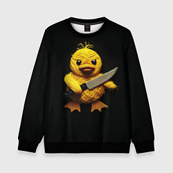 Свитшот детский Мем уточка с ножом вязаная, цвет: 3D-черный