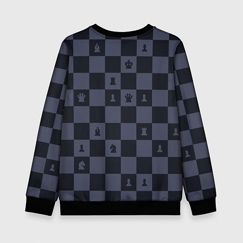 Детский свитшот Синяя шахматная доска / 3D-Черный – фото 2