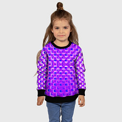 Свитшот детский Фиолетовые квадраты на белом фоне, цвет: 3D-черный — фото 2