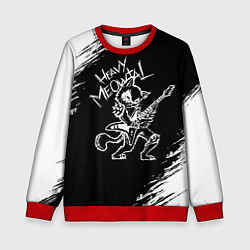 Свитшот детский Кот хэви металл, цвет: 3D-красный