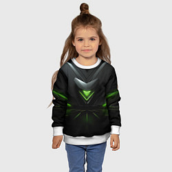 Свитшот детский Яркая зеленая абстрактная конструкция в стиле nvid, цвет: 3D-белый — фото 2