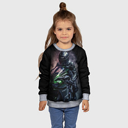 Свитшот детский Мотоциклист на спортивном байке черный фон, цвет: 3D-меланж — фото 2