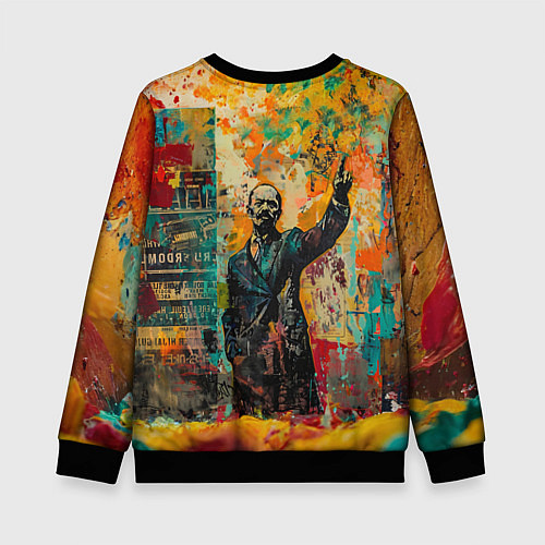 Детский свитшот Абстрактное граффити человека в черном костюме / 3D-Черный – фото 2