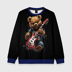 Свитшот детский Большой плюшевый медведь играет на гитаре, цвет: 3D-синий