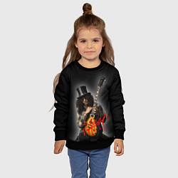 Свитшот детский Slash музыкант группы Guns N Roses, цвет: 3D-черный — фото 2