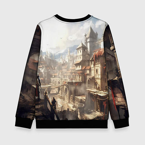 Детский свитшот Assassins creed town / 3D-Черный – фото 2