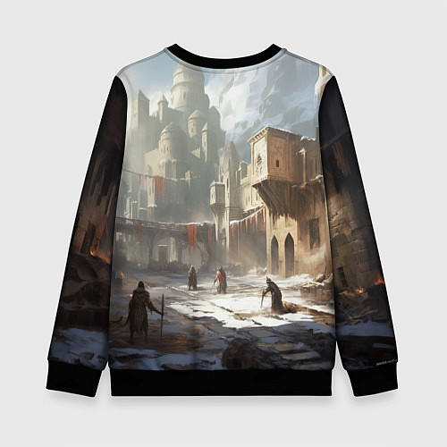 Детский свитшот Assassins creed старинный город / 3D-Черный – фото 2