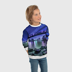 Свитшот детский Вечерняя Америка - мост, цвет: 3D-белый — фото 2