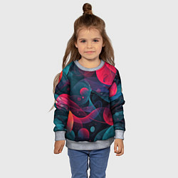 Свитшот детский Синие и розовые лепестки абстракции, цвет: 3D-меланж — фото 2