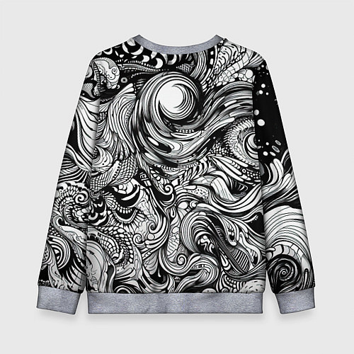Детский свитшот Черные и белые абстрактные узоры / 3D-Меланж – фото 2