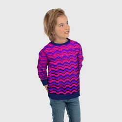 Свитшот детский Розовые линии и чёрные полосы, цвет: 3D-синий — фото 2
