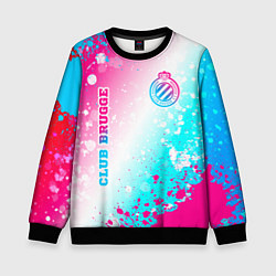 Свитшот детский Club Brugge neon gradient style вертикально, цвет: 3D-черный