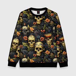 Свитшот детский Осень и черепа, цвет: 3D-черный