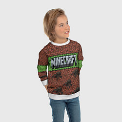 Свитшот детский Minecraft logo with spider, цвет: 3D-белый — фото 2