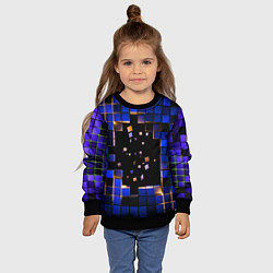 Свитшот детский Окно в пространство - синие кубы, цвет: 3D-черный — фото 2