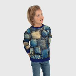 Свитшот детский Denim patchwork - ai art, цвет: 3D-синий — фото 2