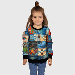 Свитшот детский Vanguard denim patchwork - ai art, цвет: 3D-черный — фото 2